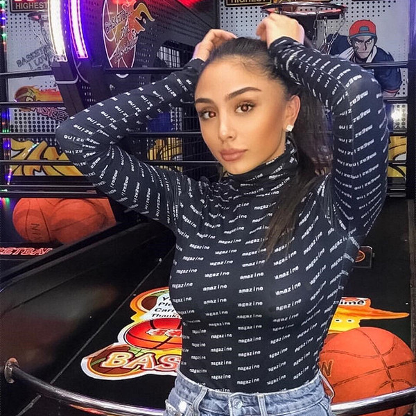 Body de dama modern cu guler inalt de culoare neagra