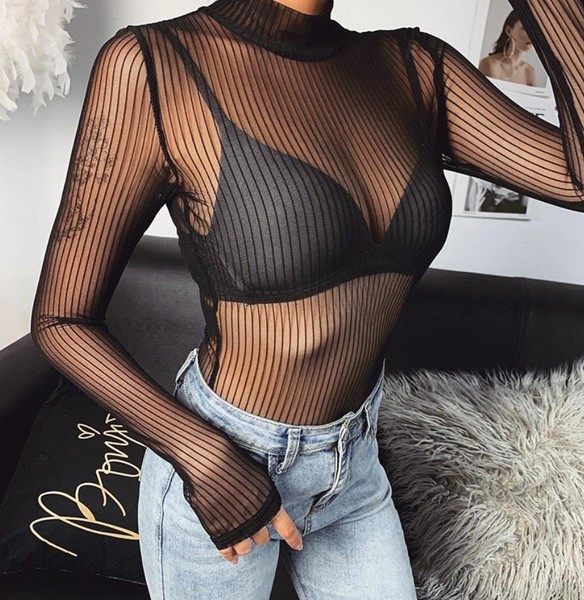 Corp modern transparent de dama in negru