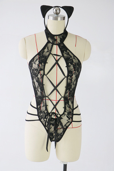 Body de dama din dantela cu cravate incrucisate