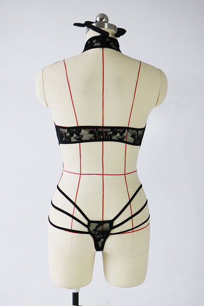 Body de dama din dantela cu cravate incrucisate