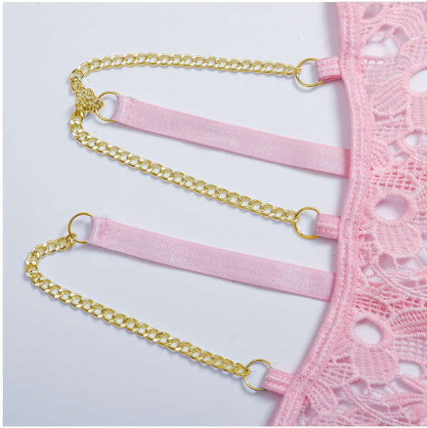 Интимно дантелено боди с метални елементи