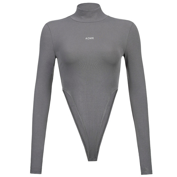 Μοντέρνο γυναικείο κορμάκι με χαμηλό κολάρο  σε γκρι χρώμα