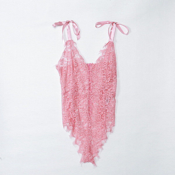 Body de dama din dantela cu cravate si decolteu spitz