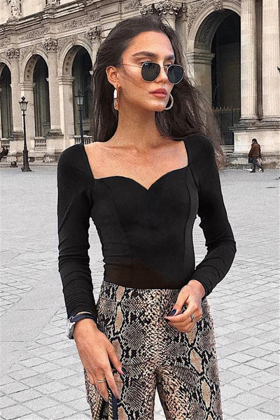 Model nou de corp de dama cu maneci lungi - in culoarea neagra