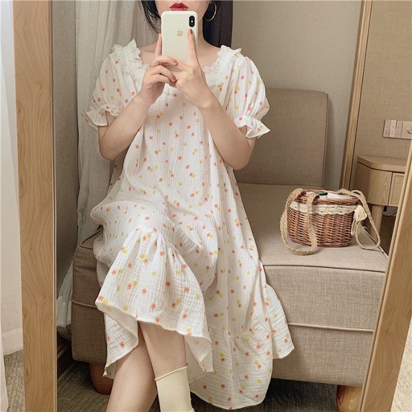 Cămașă de noapte lungă de damă model larg cu mâneci scurte