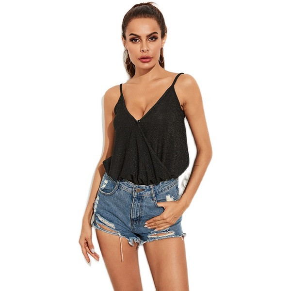 Μοντέρνο γυναικείο κορμάκι  με λεπτούς ιμάντες και βαθιά λαιμόκοψη