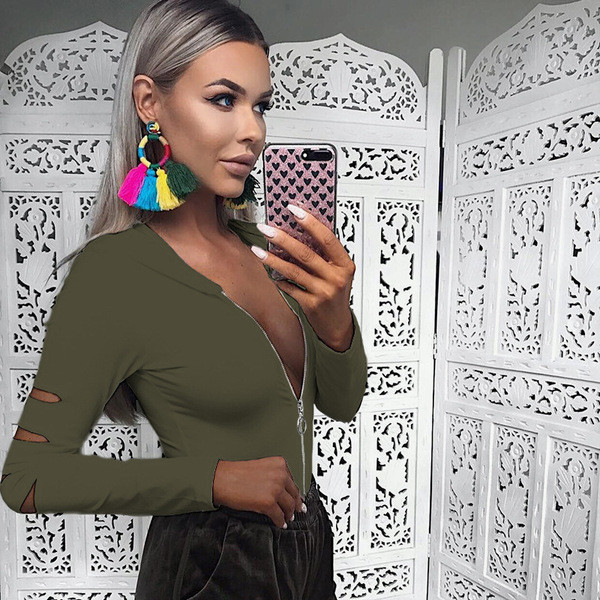 Body de dama zilnic cu gluga si fermoar