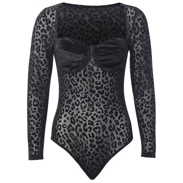 Corp de damă modern în negru cu model leopard