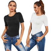 Καθημερινό γυναικείο κορμάκι με κοντά μανίκια σε λευκό και μαύρο χρώμα