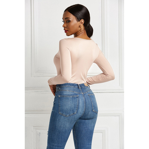 Μοντέρνο γυναικείο κορμάκι με φερμουάρ και οβάλ λαιμόκοψη σε διάφορα χρώματα