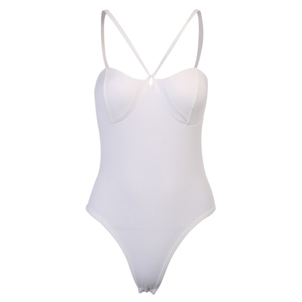 Corp elegant de damă, cu bretele subțiri în alb