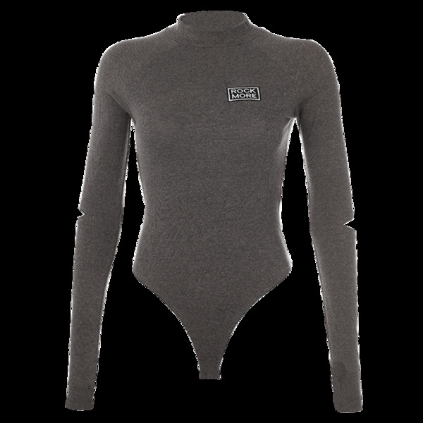 Body de damă de zi cu zi cu decupaje în gri