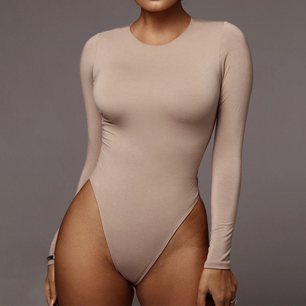 Naiste keha ovaalse kaelusega ja pikkade varrukatega neljas värvitoonis