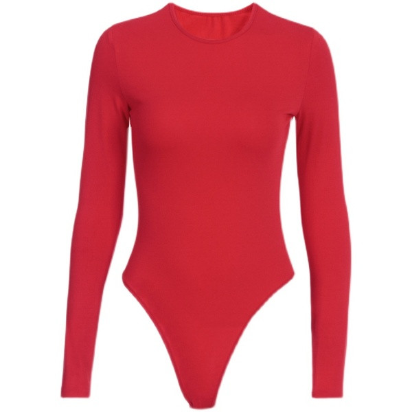 Naiste keha ovaalse kaelusega ja pikkade varrukatega neljas värvitoonis