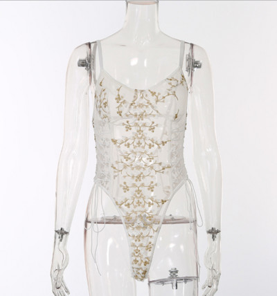 Γυναικείο κορμάκι με κεντήματα, εφέ και κορδόνια σε διάφορα χρώματα