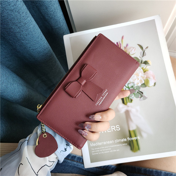 Portofel de dama modern din piele ecologica cu panglica