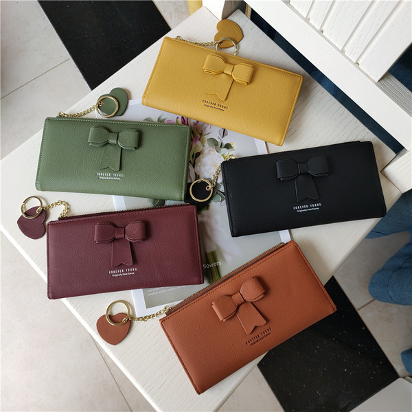 Portofel de dama modern din piele ecologica cu panglica