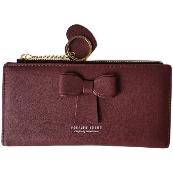 Portofel de dama modern din piele ecologica cu panglica