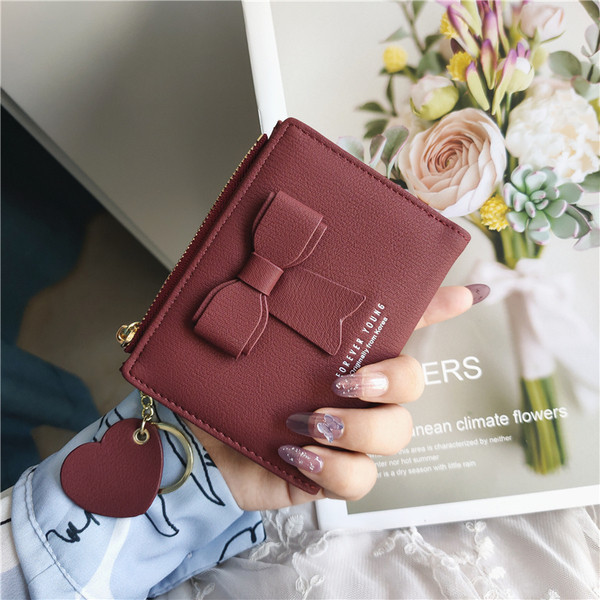 Portofel de dama modern cu fermoar si panglica