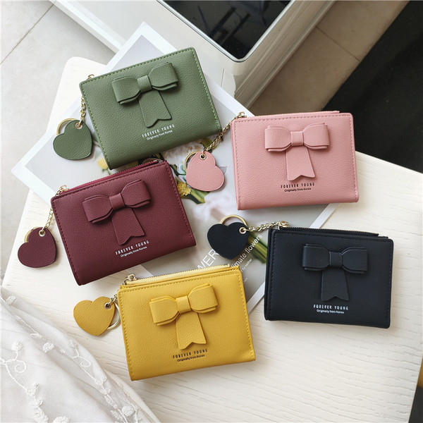 Portofel de dama modern cu fermoar si panglica