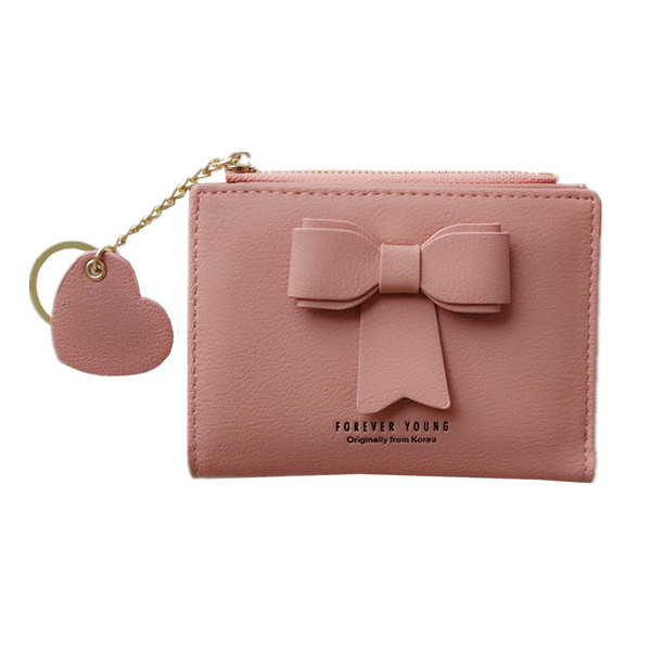 Portofel de dama modern cu fermoar si panglica