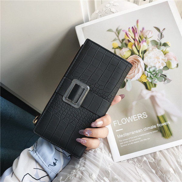 Portofel casual de dama din piele ecologica cu catarama si fermoar