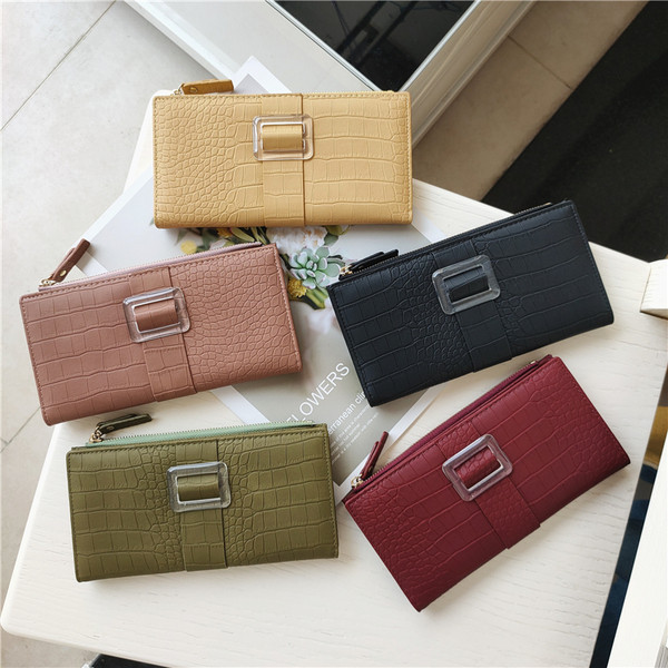 Portofel casual de dama din piele ecologica cu catarama si fermoar