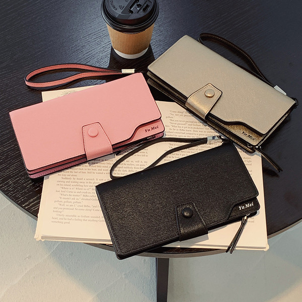 Portofel de dama din piele ecologica cu nasture in trei culori