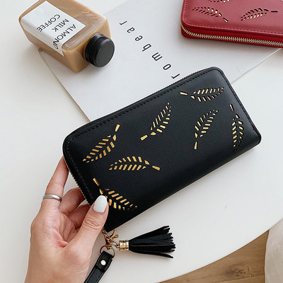 Portofel de dama cu ciucuri din imitatie de piele in mai multe culori