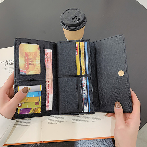 Portofel de dama modern din piele ecologica cu ochiuri metalice