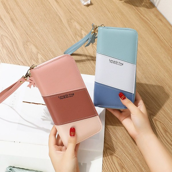 Portofel de dama din piele cu fermoar