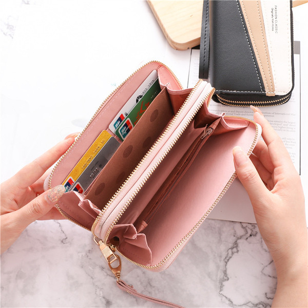 Portofel de dama modern cu fermoar dublu