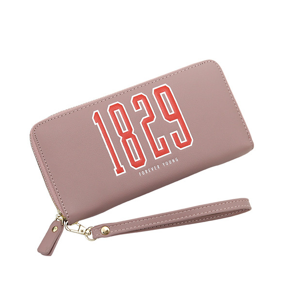 Portofel de dama din piele cu aplicatie si fermoar