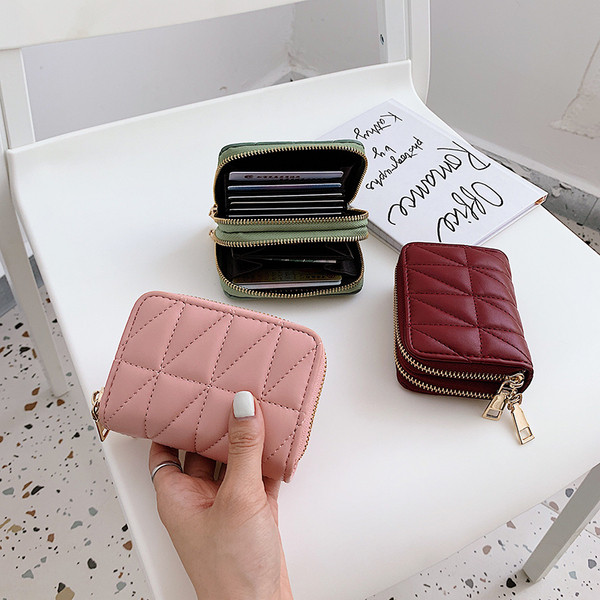 Portofel de dama din imitatie de piele si fermoar