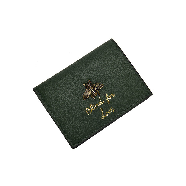 Portofel de dama din piele cu element metalic si broderie