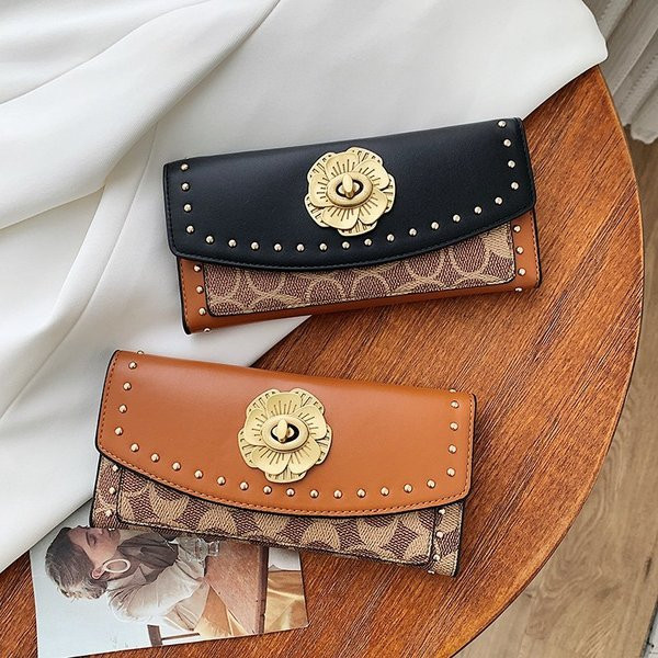 Suur metallist elementidega naiste rahakott