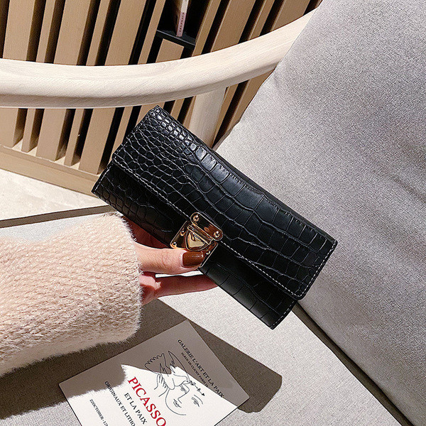 Portofel mare de dama modern din piele ecologica cu inchidere metalica