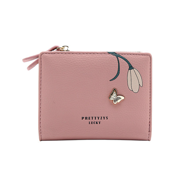 Naiste nahast rahakott metallist liblika ja trükiga