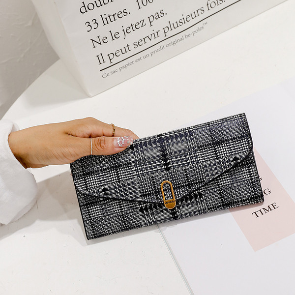 Portofel de dama cu decor metalic in gri si maro