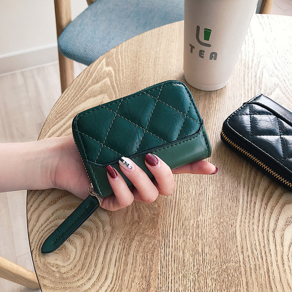 Portofel casual de dama din piele cu fermoar