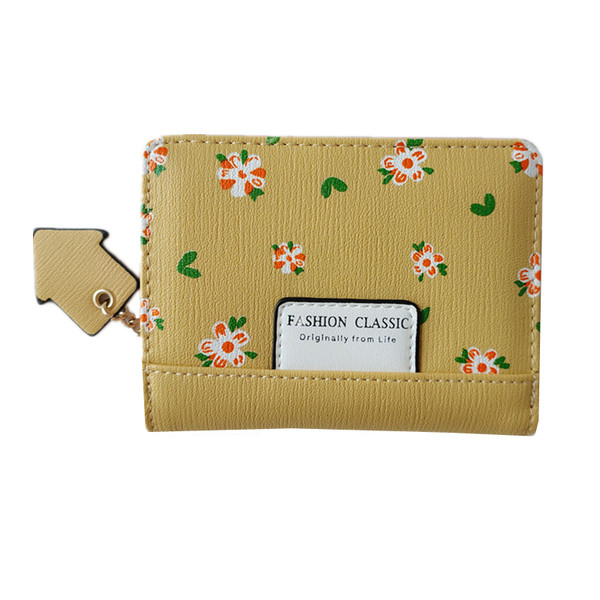 Öko-nahast valmistatud naiste vabaaja rahakott lillelise trükiga