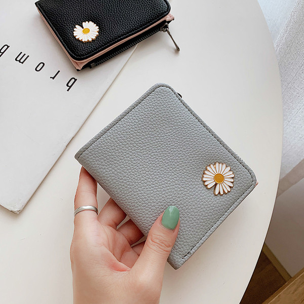 Moderni moteriška odinė piniginė su užtrauktuku