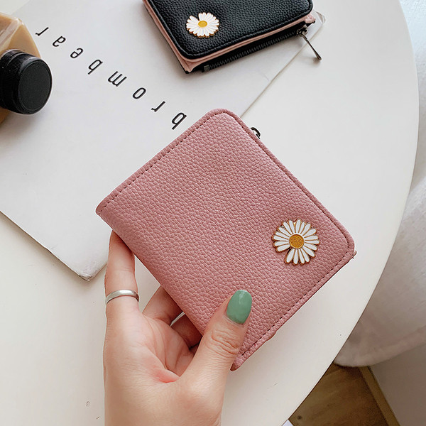 Moderni moteriška odinė piniginė su užtrauktuku