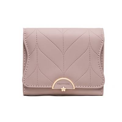 Έκο δερμάτινο γυναικείο πορτοφόλι με μεταλλική στερέωση και διακόσμηση