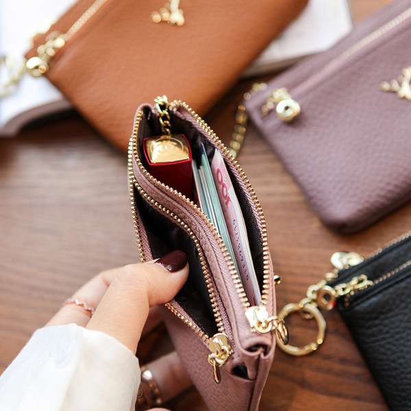 Naiste vabaaja nahast rahakott metallist kaunistuse ja lukuga