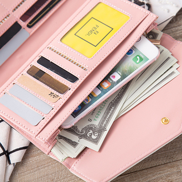 Öko-nahast lillemotiiviga naiste rahakott