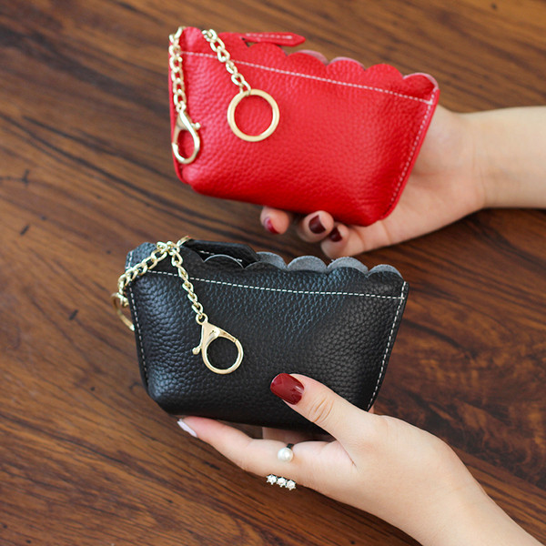 Új modell női bőr pénztárca fém lánccal