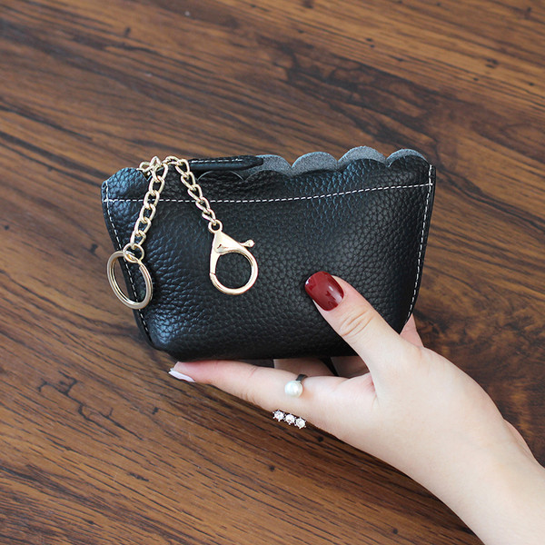 Új modell női bőr pénztárca fém lánccal