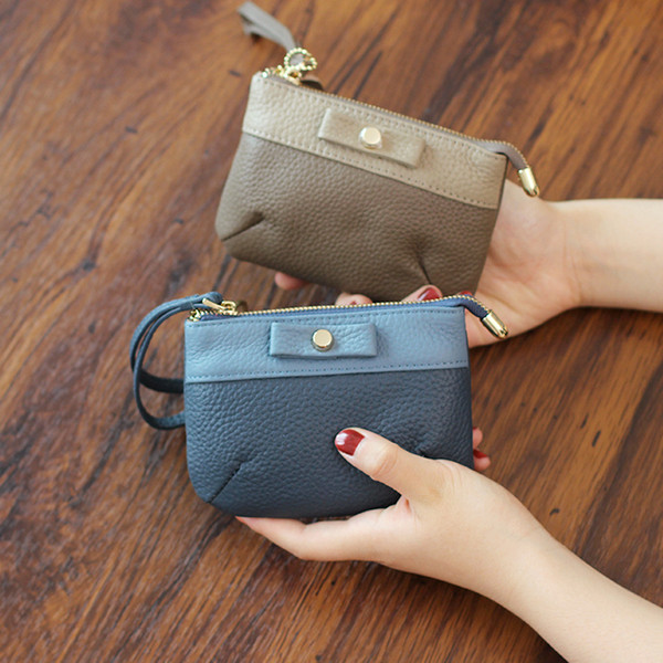 Νέο γυναικείο πορτοφόλι με κορδέλα και δερμάτινο λουράκι