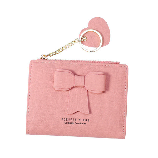 Női bőr pénztárca szalaggal és cipzárral